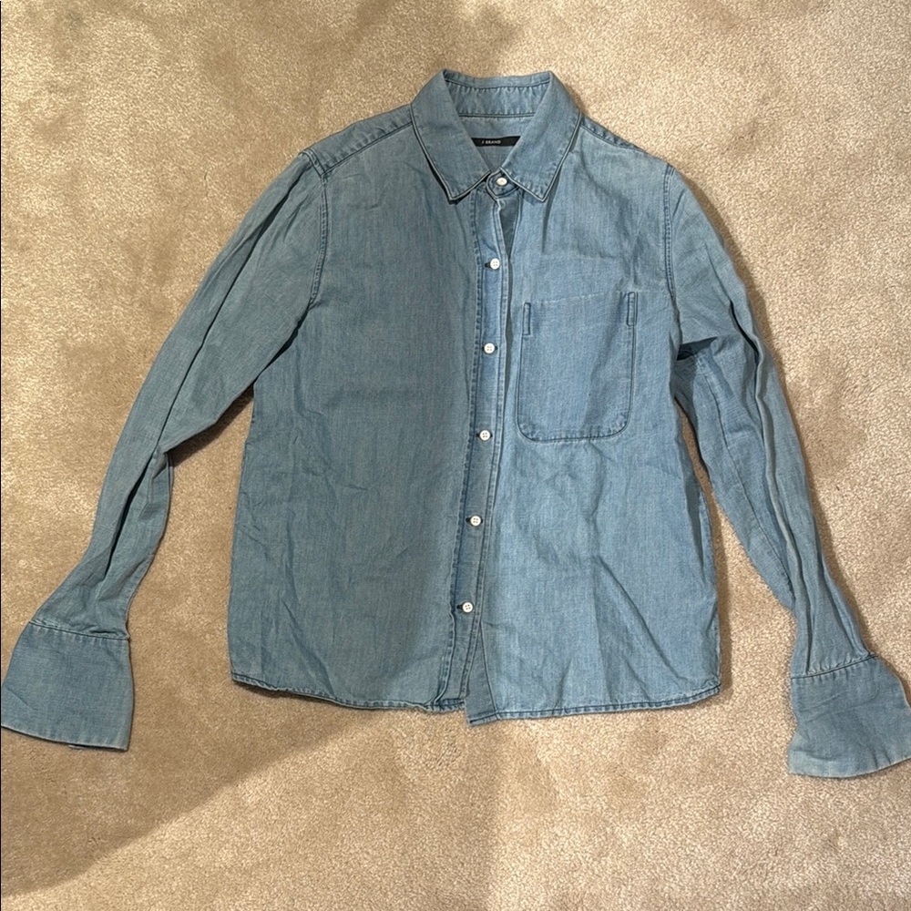 J Brand Blue Casual Button Down soft denim Shirt Relaxed Fit size xs